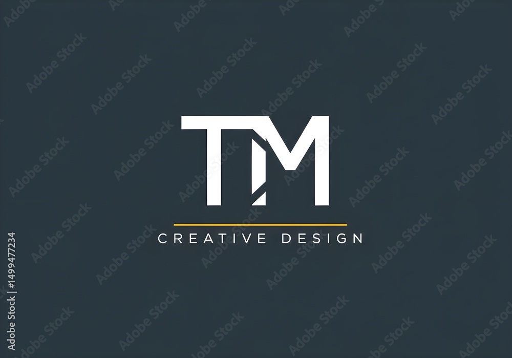 Poster tm logo with creative design text and yellow line on a dark gray background simple and modern look