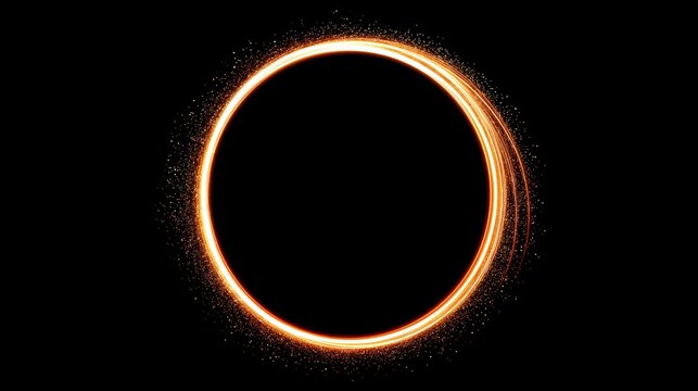 Glowing circle on a black background. The circle is surrounded by a lot of sparkles. The circle is the main focus of the image