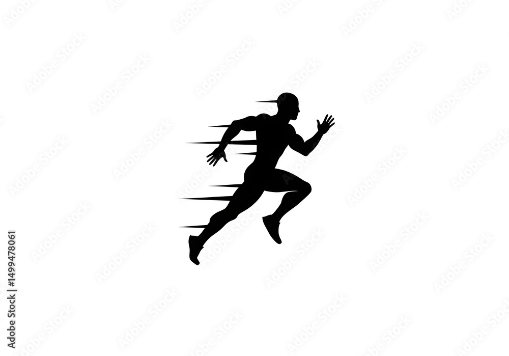 Aufkleber silhouette of a man running fast with motion lines on a white background for speed effect design
