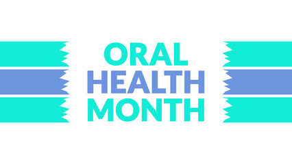 Oral Health Month text with side lines on a White background. Which is observed every year in June to celebrate Oral Health Month.