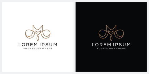 simple letter M line art logo design vector template