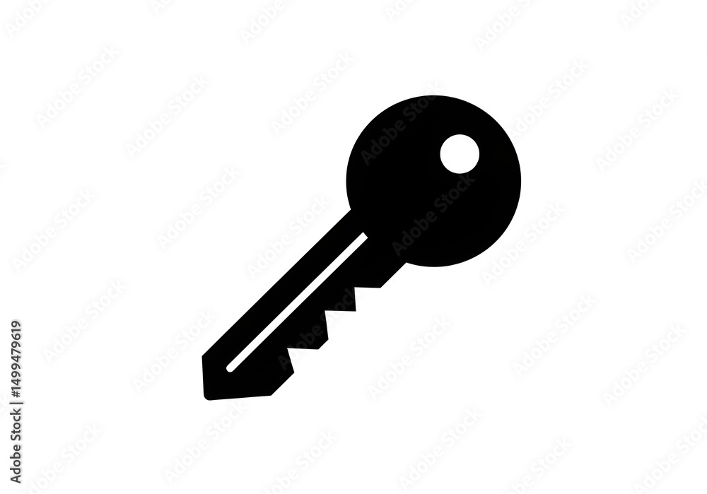 Poster a simple black key illustration on a white background in a minimalist style design element