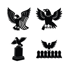 American Flag Eagle with Military Soldier Silhouette – Patriotic Tribute Vector