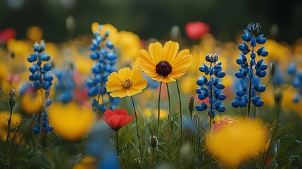 Vibrant wildflowers in a lush meadow.