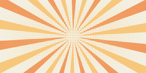 Swirling radial ice cream background. Orange groovy vortex spiral twirl. Twirl sunburst psychedelic pattern. Orange lollipop texture. Swirl candy background. Vector illustration.