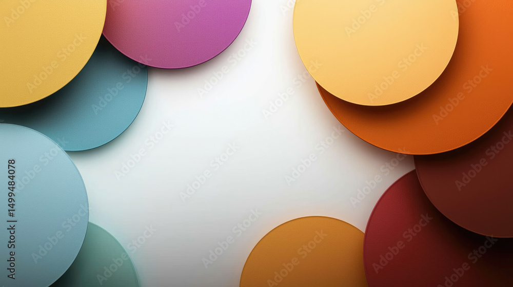Poster Colorful circle shapes abstract background overlapping layers modern design vibrant playful creative unity concept