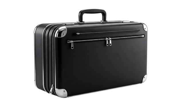 Elegant Black Leather Suitcase with Sleek Design