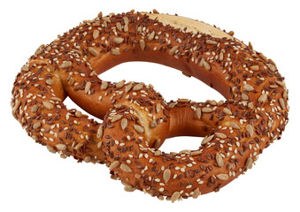 Bread twists sprinkled with grains cut out isolated transparent background