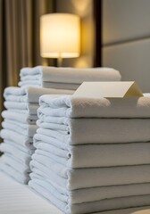 Fresh Towels and Warm Welcome Message in Hotel