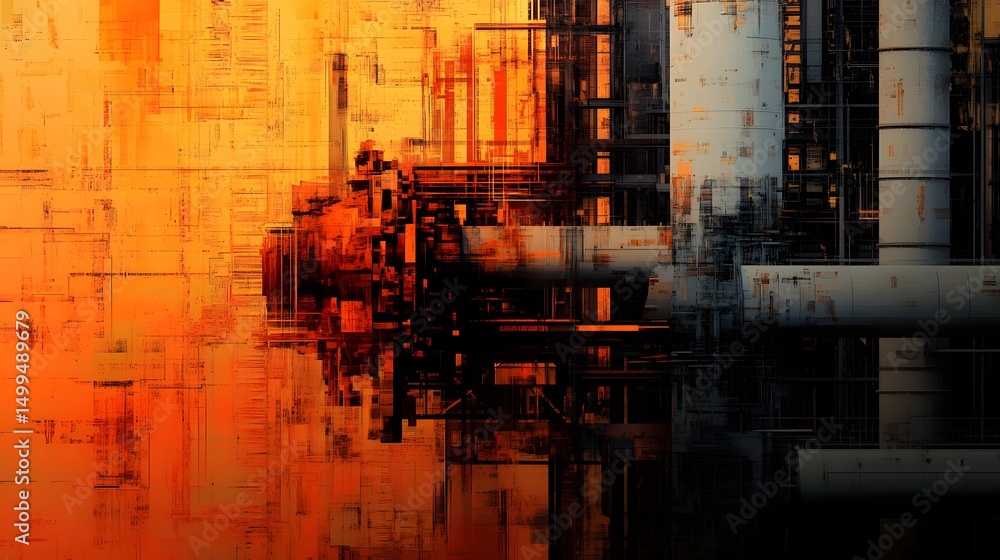 Aufkleber a futuristic factory with advanced and robotic systems in