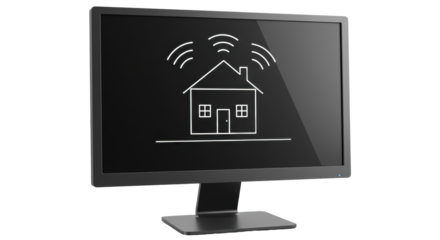 Isolated Smart Home Icon on Computer Screen Automation