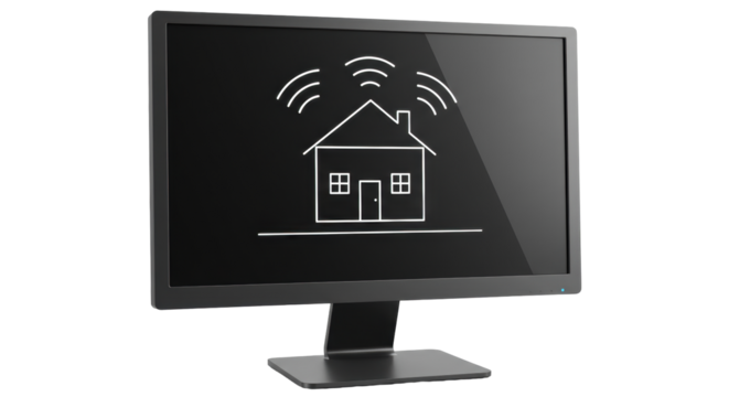 Isolated Smart Home Icon on Computer Screen Automation