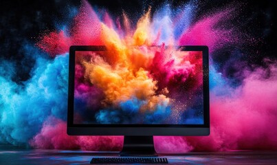 Computer monitor explosion of vibrant color