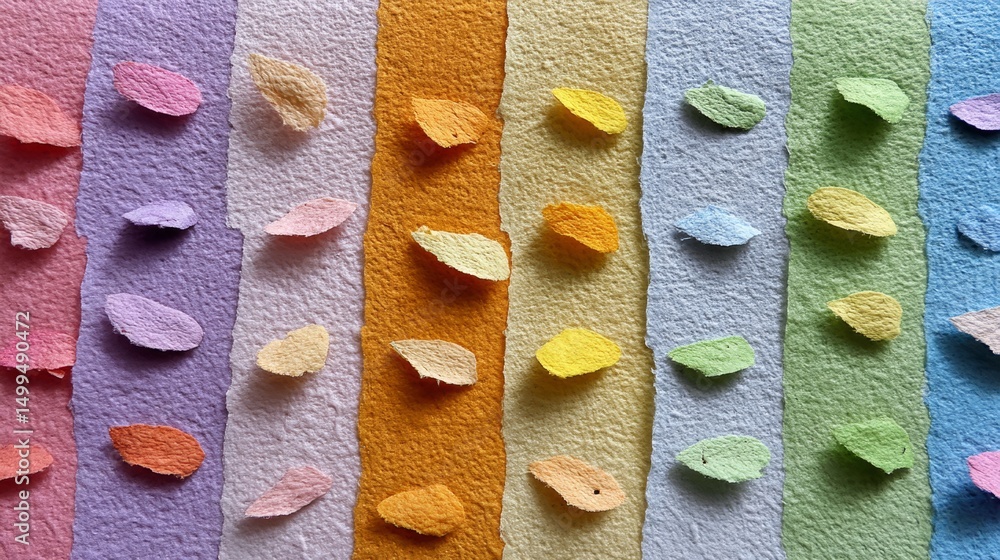 Poster colorful strip of paper with a variety of shapes and sizes. the strip is made up of different colors