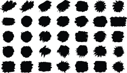 Set of black paint brush. Collection of brushes vector illustration on white background