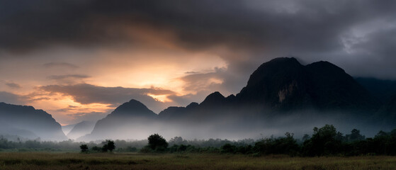 Obraz premium Panorama of karst mountains.