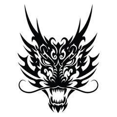Dragon Face Tattoo - Tribal Tattoo Vector Illustration