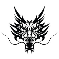 Dragon Head Silhouette Vector - Tribal Tattoo Art