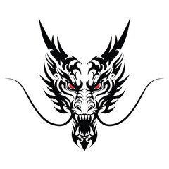 Dragon Face Tribal Tattoo Art