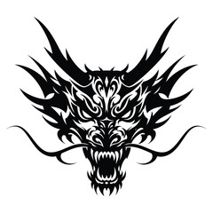 Dragon Head Tattoo Vector - Tribal Vector Design