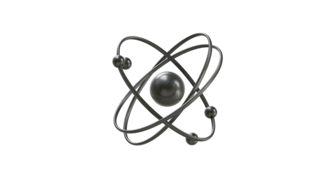 Isolated Atom Structure with Orbiting Electrons and Nucleus