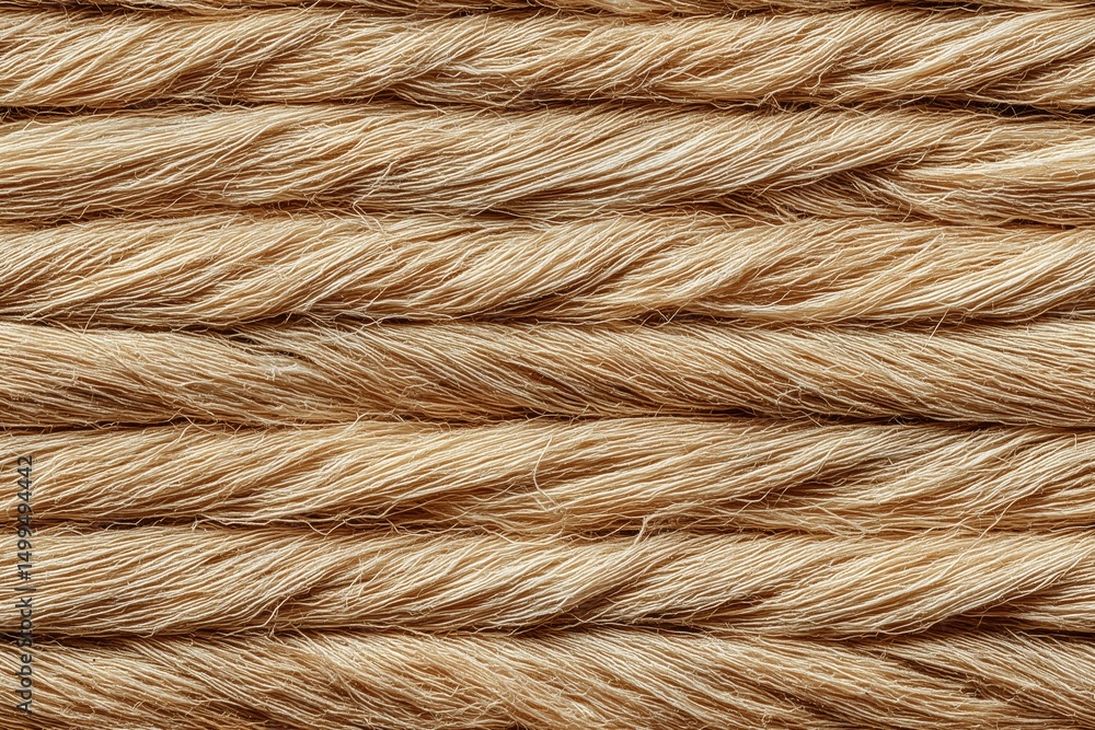 Poster seamless twisted natural fiber ropes arranged in parallel, showcasing texture and color variations. 