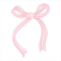 Hand-painted pink bow in soft watercolor style — perfect for feminine designs, baby showers, romantic themes, and elegant packaging.