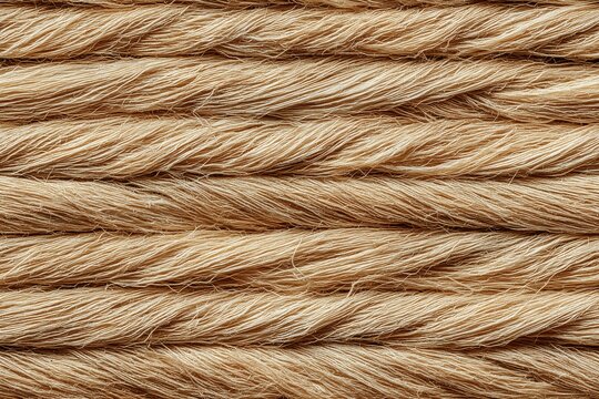 Seamless twisted natural fiber ropes arranged in parallel, showcasing texture and color variations. Ideal for backgrounds or textile-related themes.