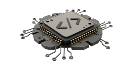 Isolated Coding Symbol on Computer Chip Microprocessor