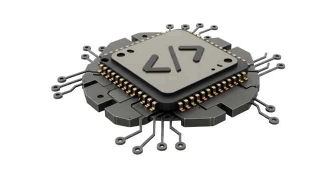 Isolated Coding Symbol on Computer Chip Microprocessor