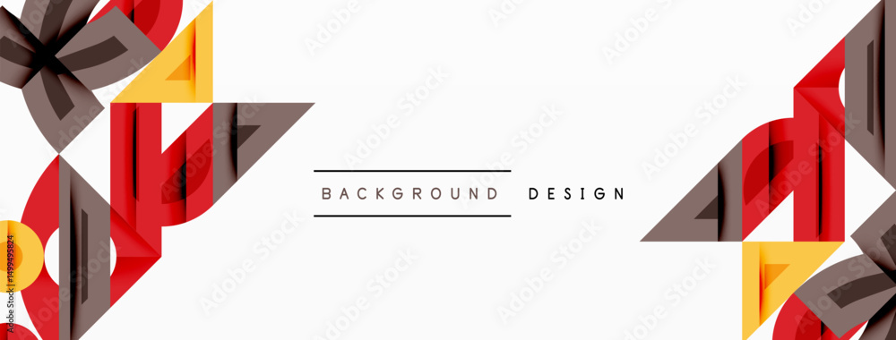 Poster abstract geometric shapes, red, brown, yellow. minimalist design with white space. modern pattern fo