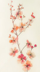 Naklejka premium Delikatne kwiaty na jasnym tle, minimalistyczne tło generative ai 