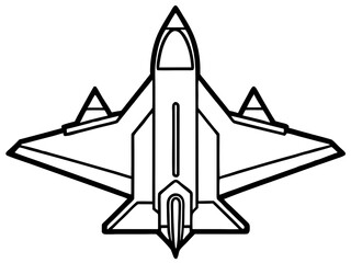 An modern fighter jet  silhouette vector, line art illustration icon , logo type, on white background.