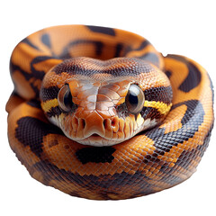 Fototapeta premium Close-up of a young python or boa looking at the camera, isolate on transparent background