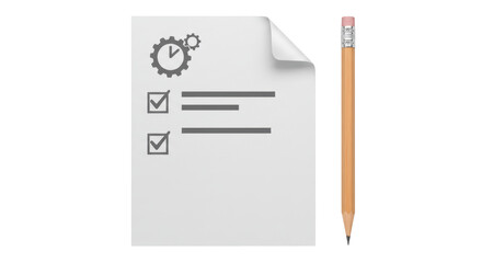 Isolated Clipboard with Checklist and Pencil for Task Management