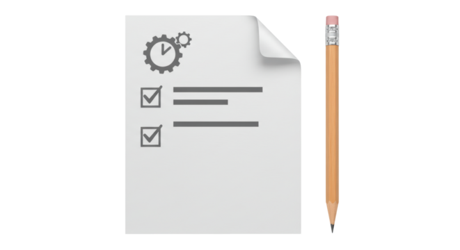 Isolated Clipboard with Checklist and Pencil for Task Management