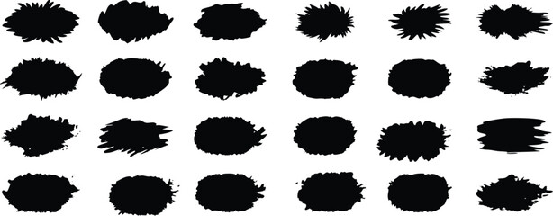 Vector collection of artistic grungy black paint brush, creative brush stroke set vector isolated on white background.
