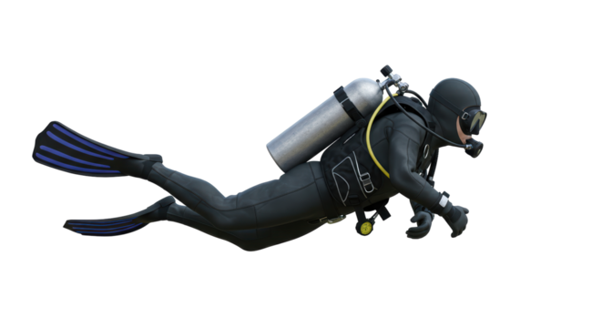 Isolated Scuba Diver Underwater with Gear