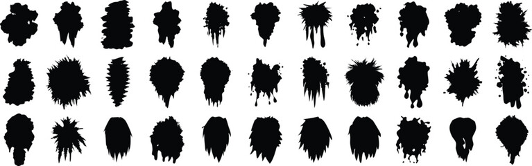 Vector collection of artistic grungy black paint brush, creative brush stroke set vector isolated on white background.