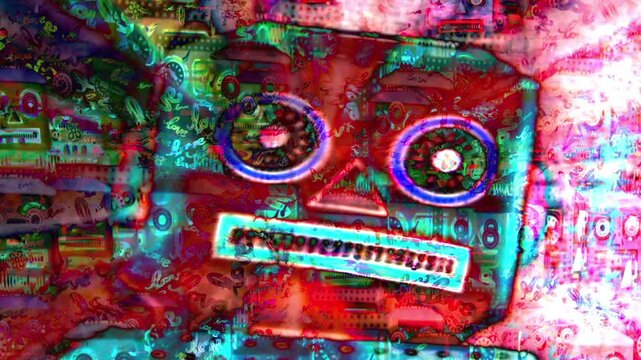 Retro robot head background texture 