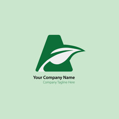 Green A Letter Logo with Leaf Symbol &ndash; Eco Nature Concept.