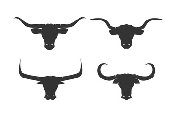 Set of Bull head black logo icon design