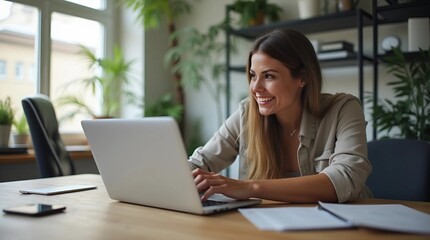 businesswoman working on laptop