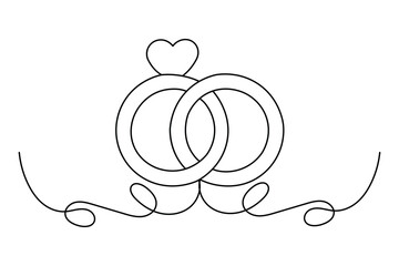 Wedding ring icon in one line minimalist design
