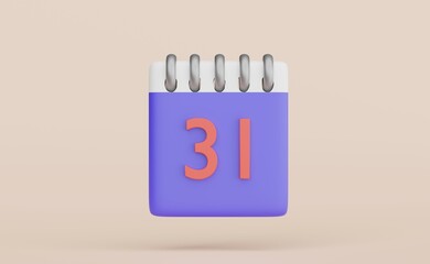 3D illustration. Calendar date 3d icon. Event schedule date. Meeting appointment time