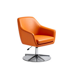 Fototapeta premium Modern orange leather swivel office chair design new on transparent background