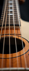 Obraz premium close up of a guitar strings and strings