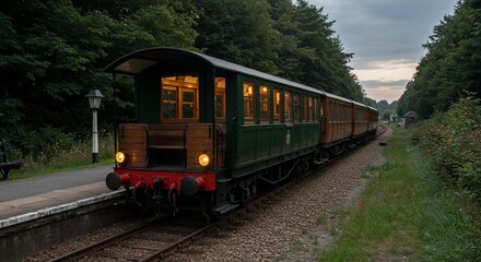 Naklejka premium Vintage train carriage at station platform