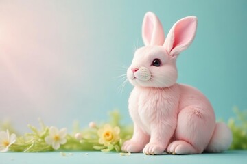 Adorable Easter bunny decoration, perfect for spring Pastel colors, fluffy tail , bunny ears, happy easter