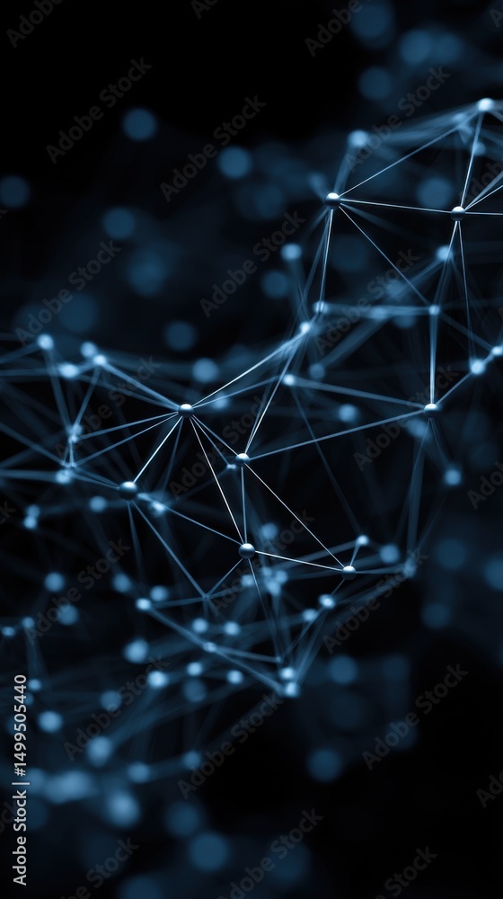 Aufkleber Abstract Network Connection Plexus Structure Close Up Shot with Dark Background for Science or Technology